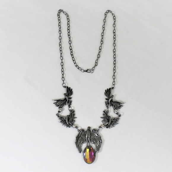 Gothic Renaissance Medieval Raven Bird Necklace - Picture 2 of 8